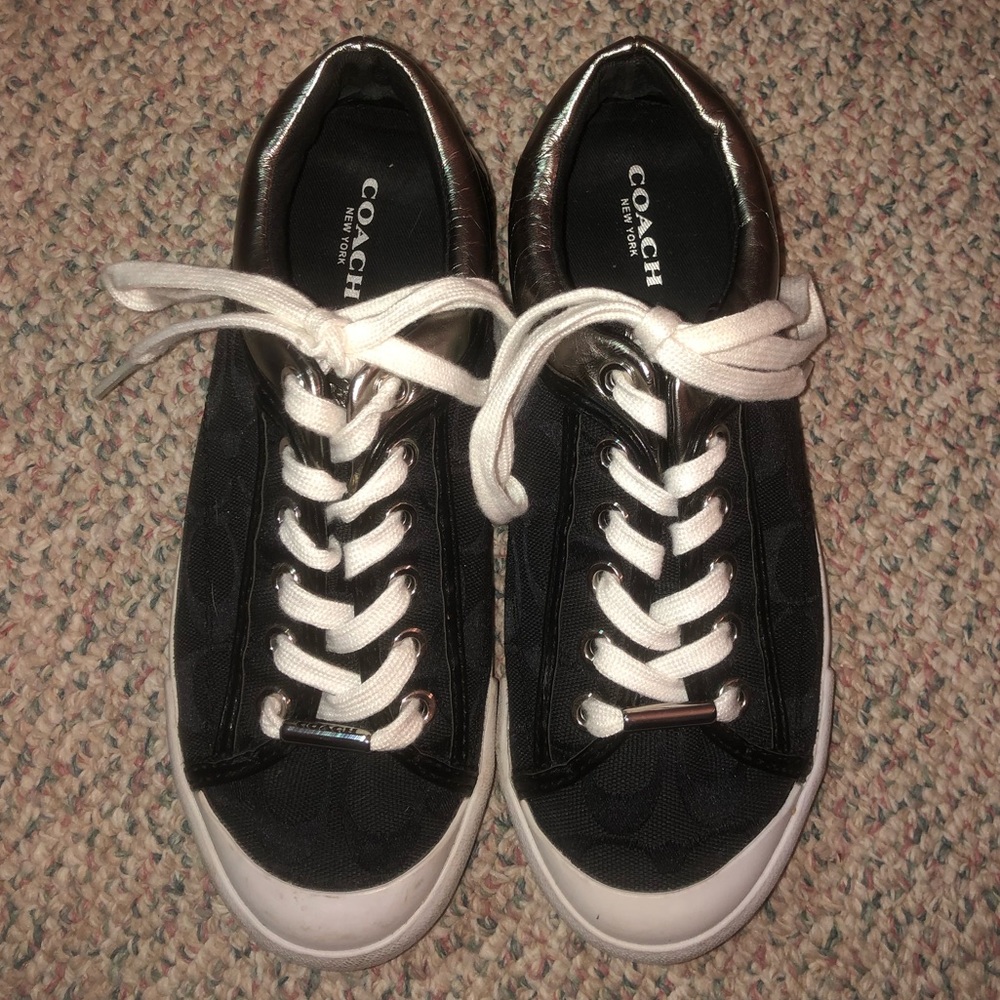 Black Coach Sneaker with Silver Accent (Authentic)